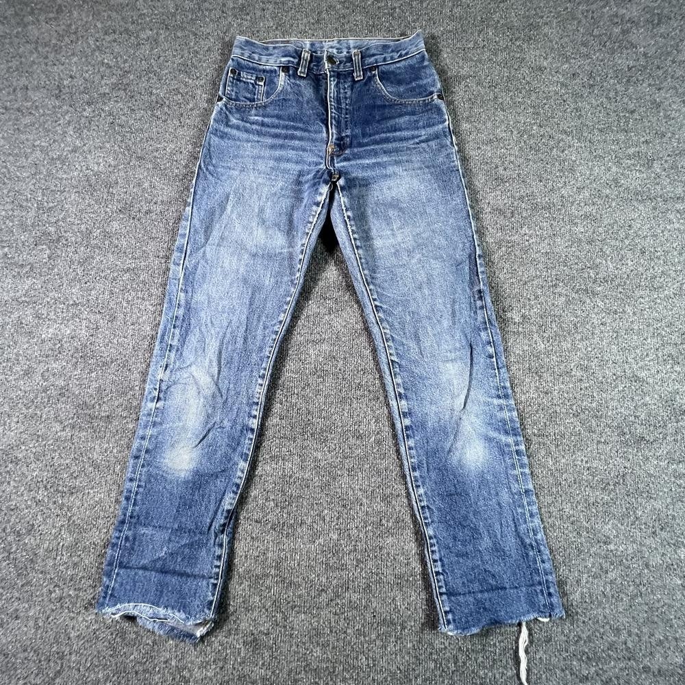 Vintage Levi's 506 02 17 Straight Jeans Men's 28x32 Blue Cotton Denim Frayed-Hem